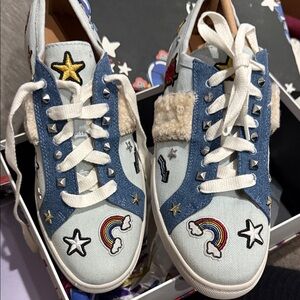 UGG Light Blue Patchwork Sneakers with Rainbow and Star Details